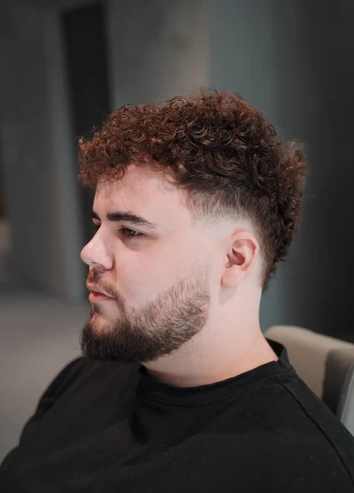 Curls, fade and beard line — after the appointment